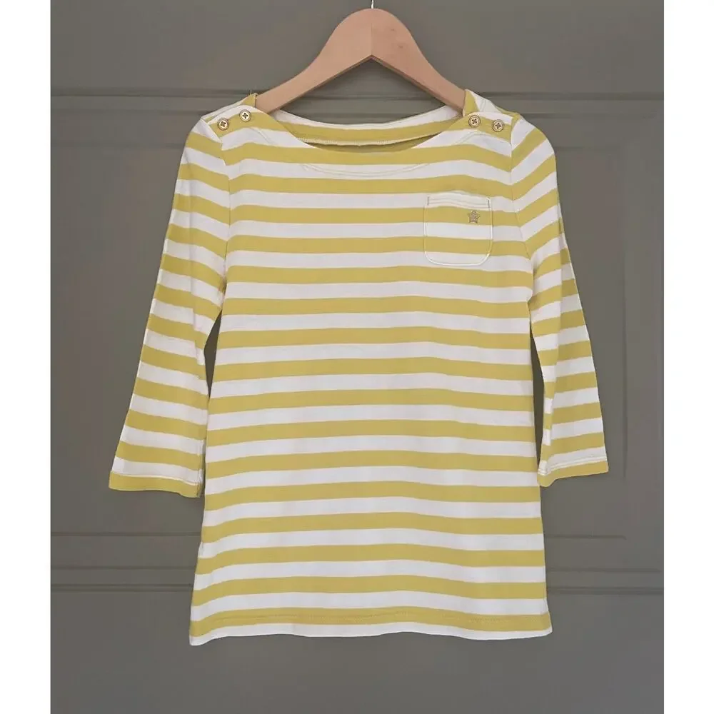 Osh Gosh Yellow Striped 3/4 length Sleeve shirt to match skirts 7